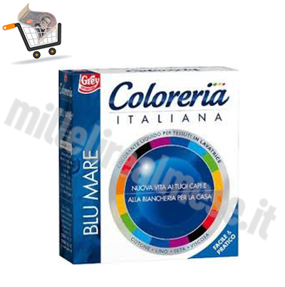 COLORERIA ITALIANA BLU MARE GREY - Colorante pronto all'uso in lavatrice  per Cotone, Lino,Seta,Viscosa - Sbiancanti e Smacchiatori - Detersivi -  SUPERMERCATO