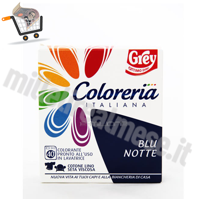 COLORERIA ITALIANA BLU NOTTE  GREY - Colorante pronto all'uso in  lavatrice per Cotone, Lino,Seta,Viscosa - Sbiancanti e Smacchiatori -  Detersivi - SUPERMERCATO